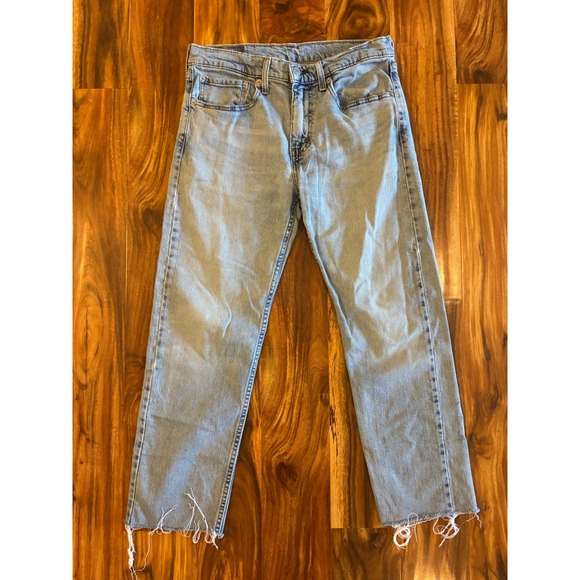 Levi's Other - Levis 502 Regular‎ Taper Light Wash Raw Hem Jeans Mens W31 L32 Distressed